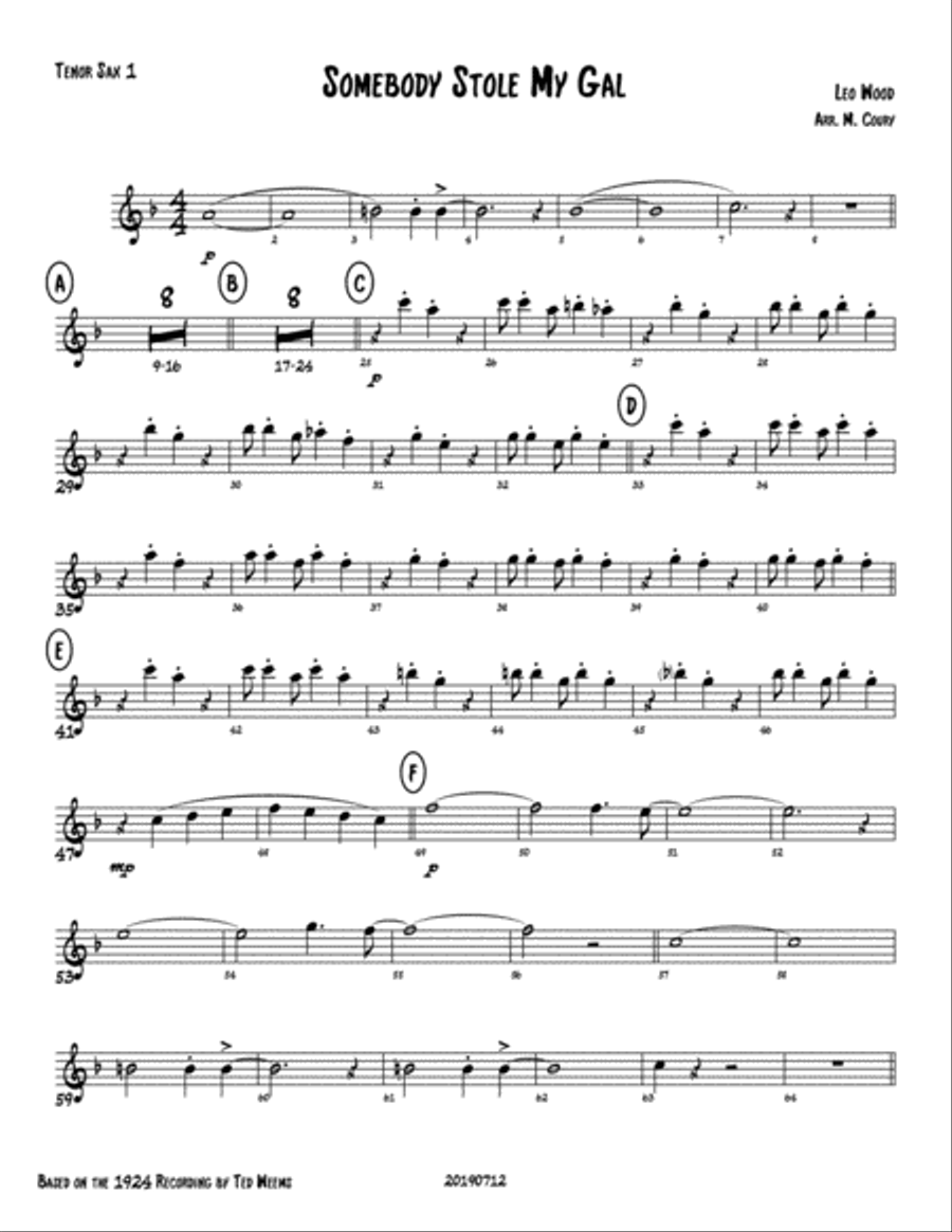 Somebody Stole My Gal - All Parts Jazz Ensemble scores gallery preview page 5