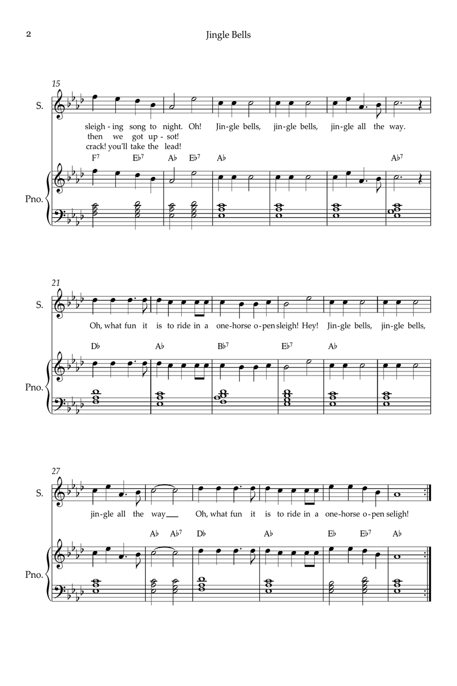 Jingle Bells Jingle Bells Soprano Voice scores gallery preview page 2