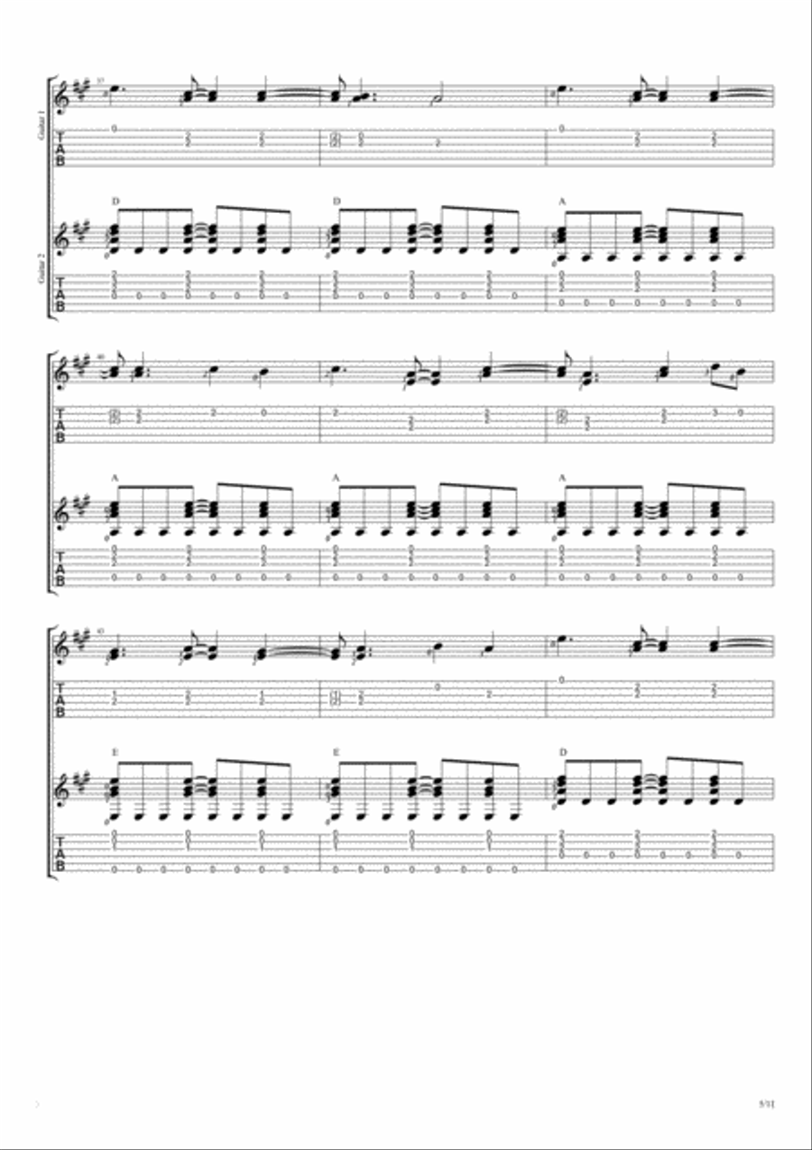 Life Is Beautiful Life Is Beautiful Guitar Tablature scores gallery preview page 5