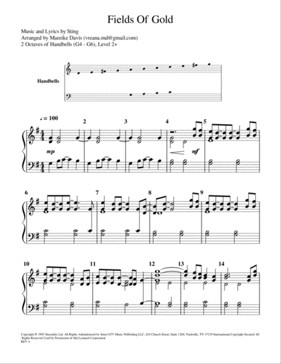 Fields Of Gold Fields Of Gold Handbell Choir scores gallery preview page 1