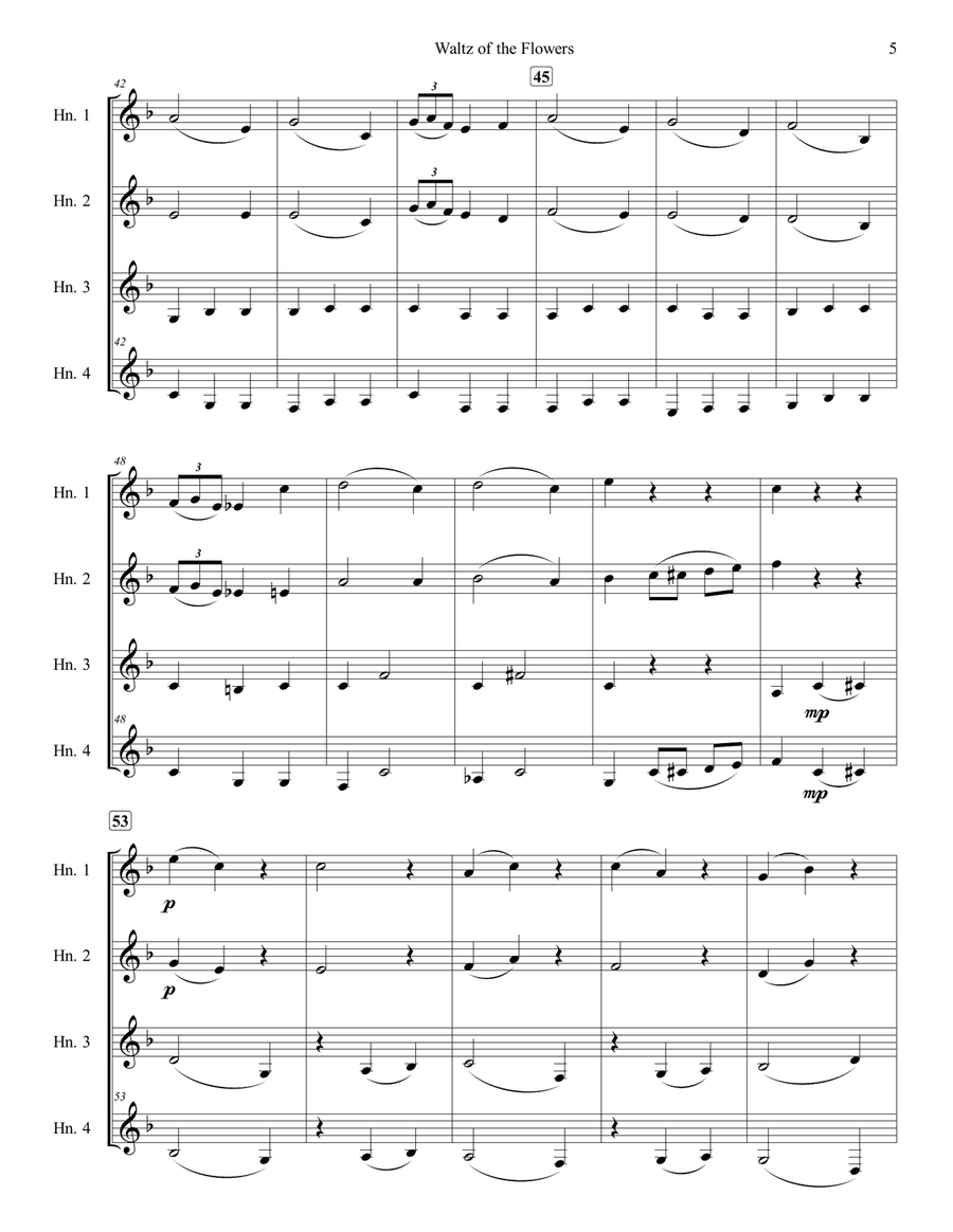 Waltz of the Flowers from The Nutcracker Suite for French Horn Quartet French Horn Quartet scores gallery preview page 5