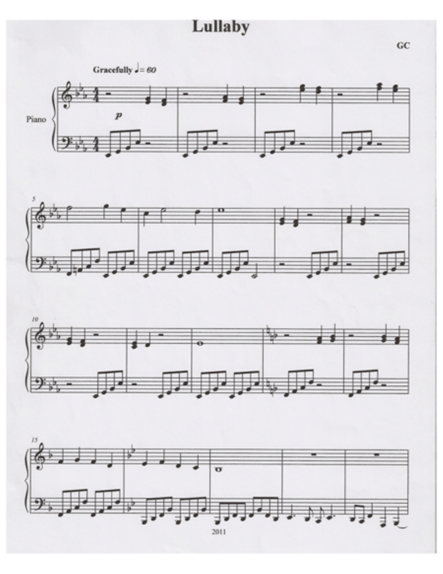 Lullaby Piano Solo scores gallery preview page 1