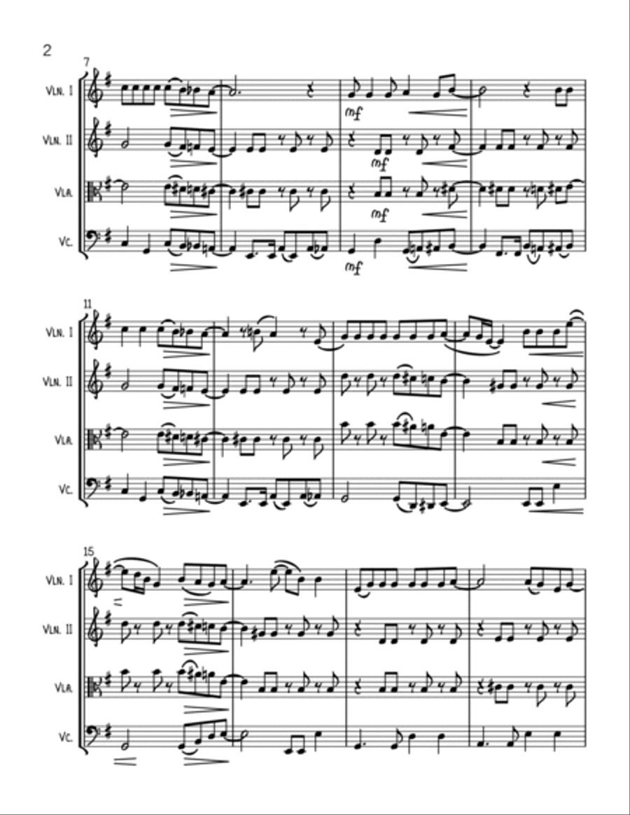 (sittin' On) The Dock Of The Bay String Quartet scores gallery preview page 2