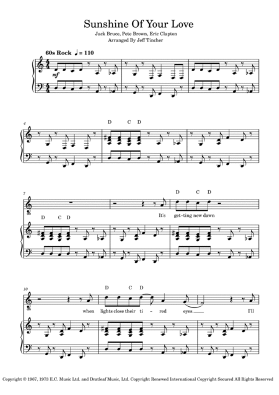 Sunshine Of Your Love Sunshine Of Your Love Piano, Vocal, Guitar scores gallery preview page 2