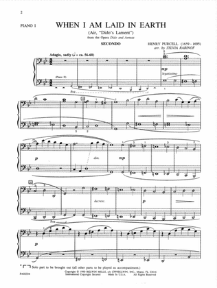 When I Am Laid in Earth (Air, "Dido's Lament" from the opera Dido and Aeneas) - Piano Quartet (2 Pianos, 8 Hands)