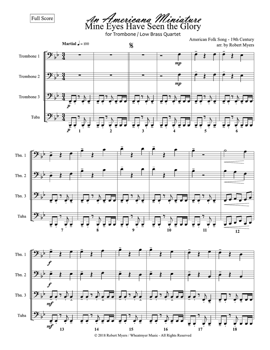 Mine Eyes Have Seen the Glory Brass Ensemble scores gallery preview page 1