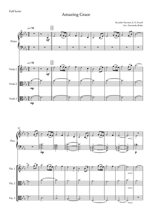 Amazing Grace (John Newton, E. O. Excell) for Viola Trio and and Piano Accompaniment with Chords