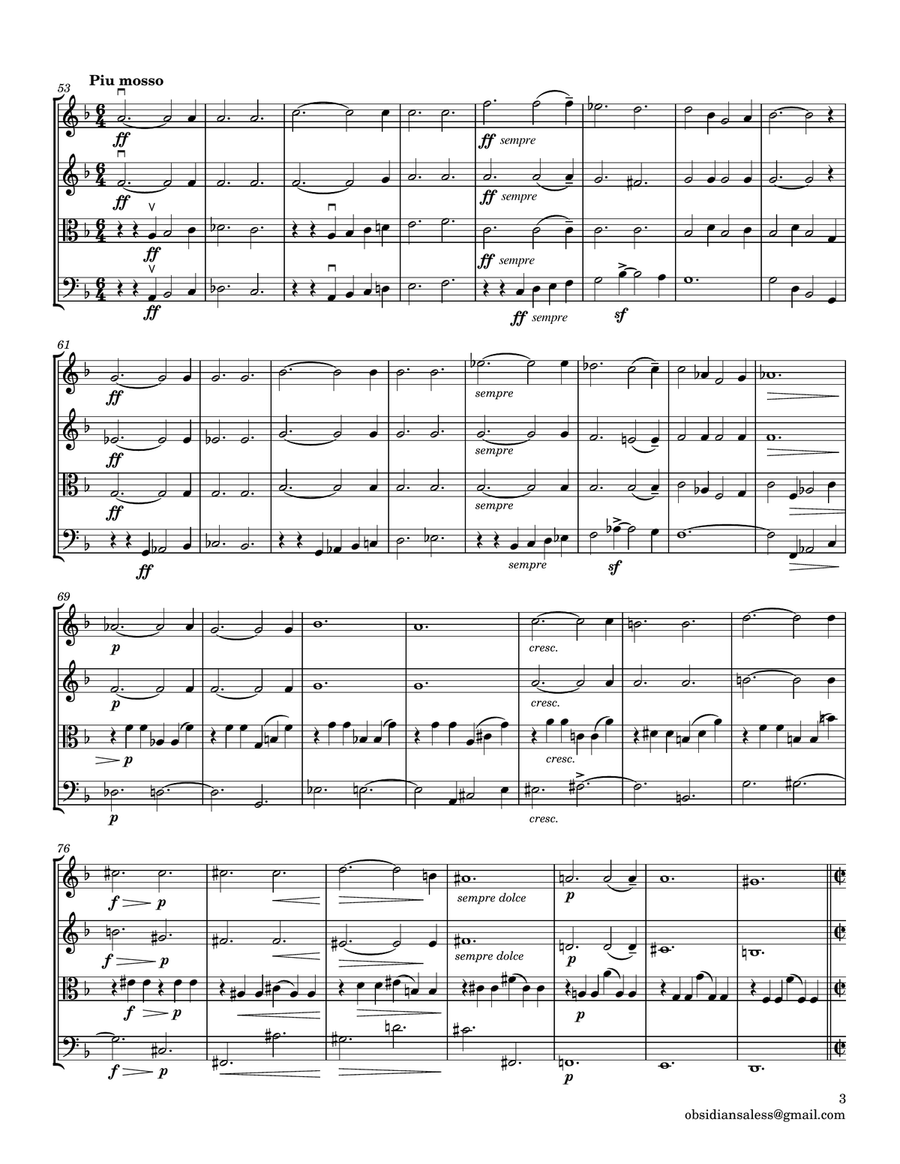 G. Fauré: Libera Me (Requiem, Op. 48) for String Quartet String Quartet scores gallery preview page 4