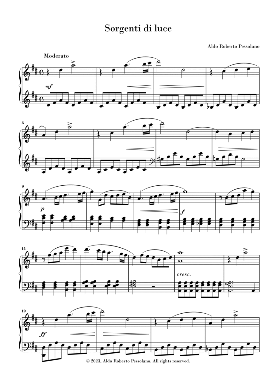 Sorgenti di luce Easy Piano scores gallery preview page 1