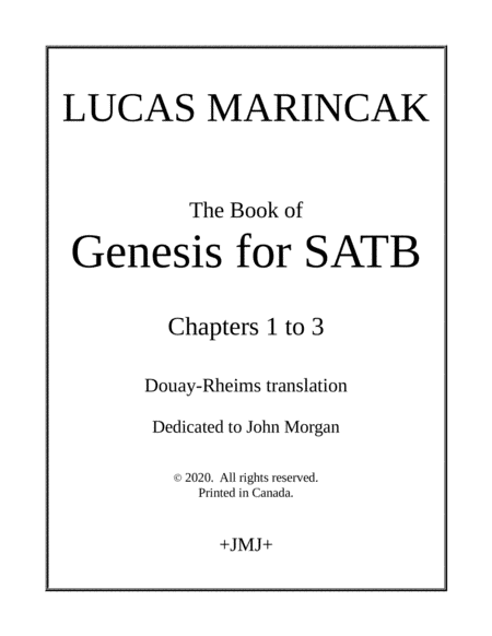 Genesis for SATB: chapters 1-3