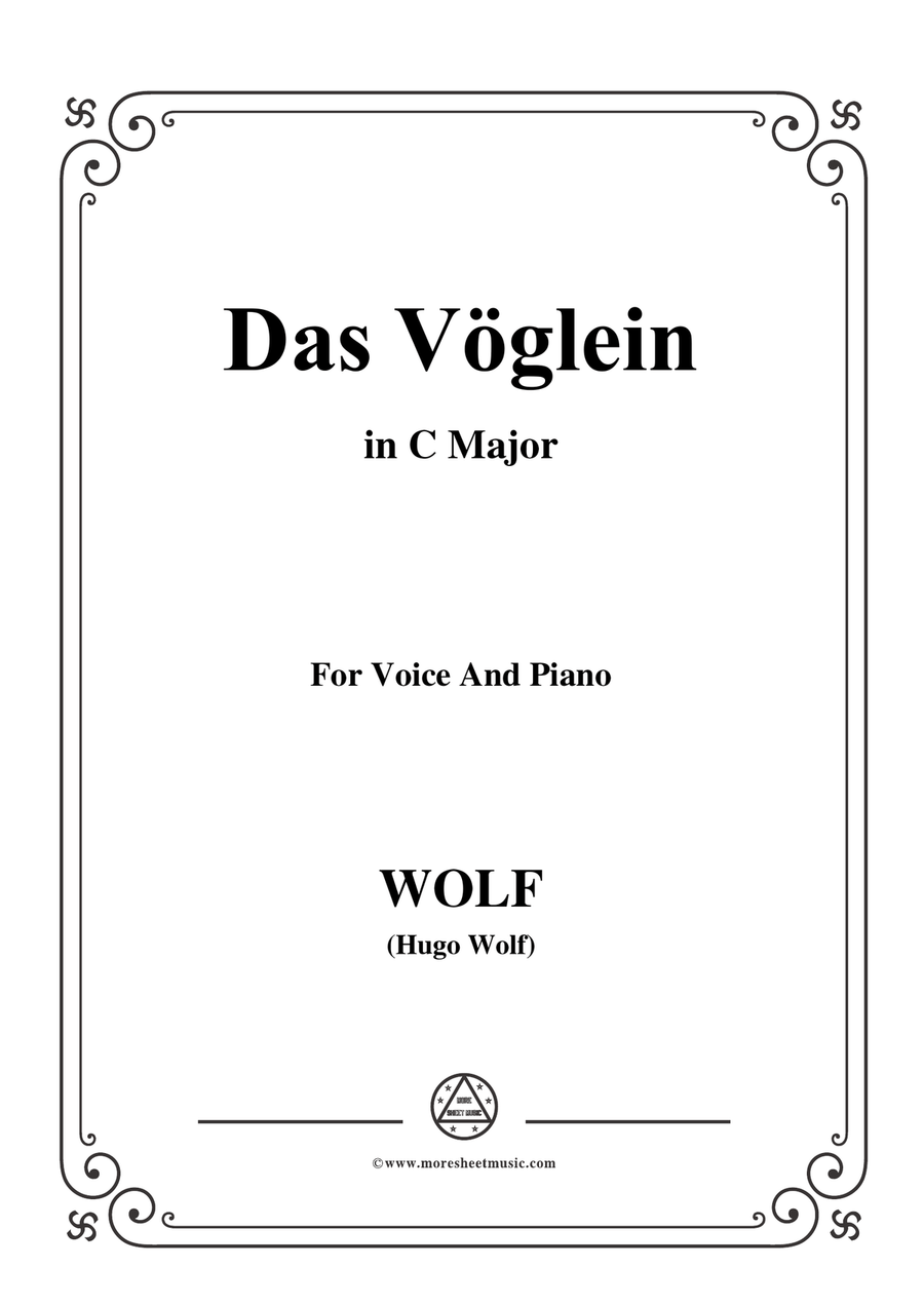 Wolf-Das Vöglein in C Major,for Voice and Piano