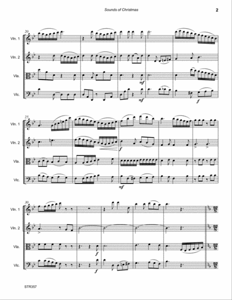 SOUNDS OF CHRISTMAS (medley of 4 carols) - STRING QUARTET (or 3 Violins & Cello) String Quartet scores gallery preview page 2