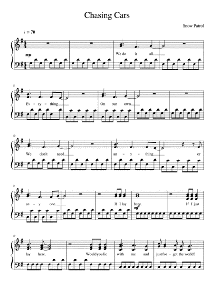 Chasing Cars Voice scores gallery preview page 1