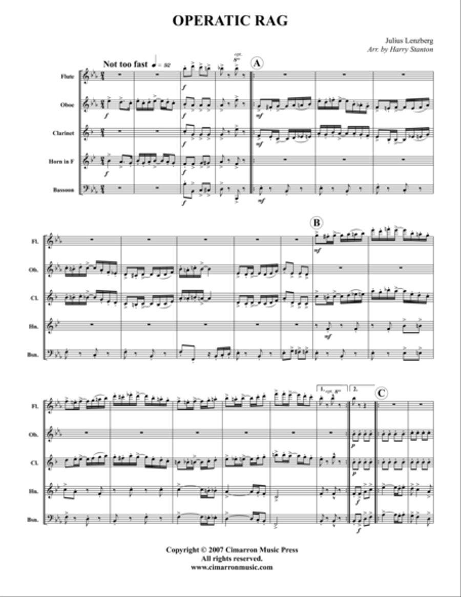 Operatic Rag Woodwind Quintet scores gallery preview page 1