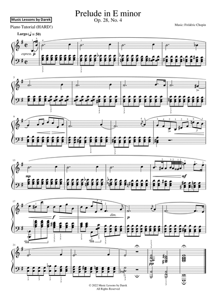 Prelude in E minor (HARD PIANO) Op. 28, No. 4 [Frédéric Chopin] image number null