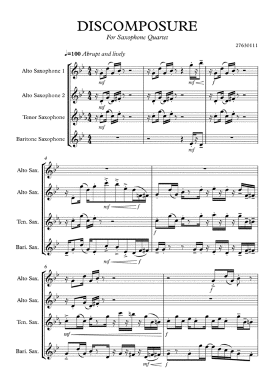Discomposure Woodwind Quartet scores gallery preview page 4