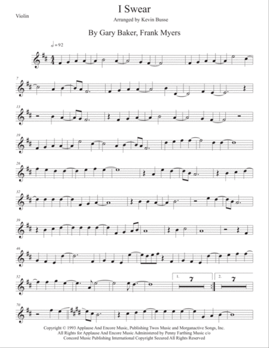 I Swear Violin Solo scores gallery preview page 1