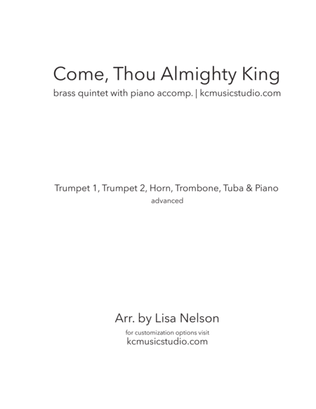 Come Thou Almighty King - Brass Quintet with Piano Accompaniment