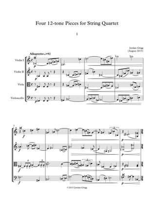 Book cover for Four 12-tone Pieces for String Quartet