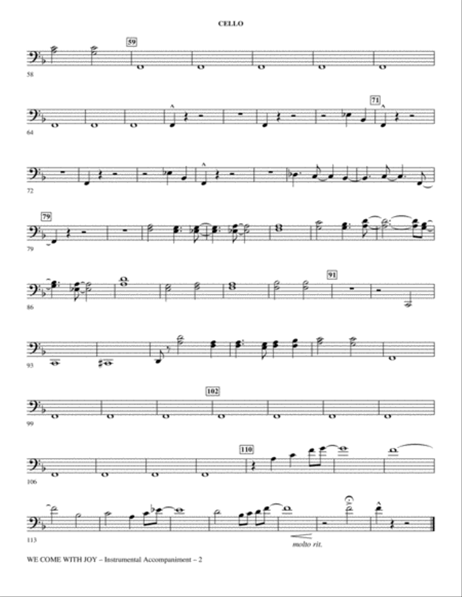 We Come With Joy Orchestration - Cello Choir scores gallery preview page 2