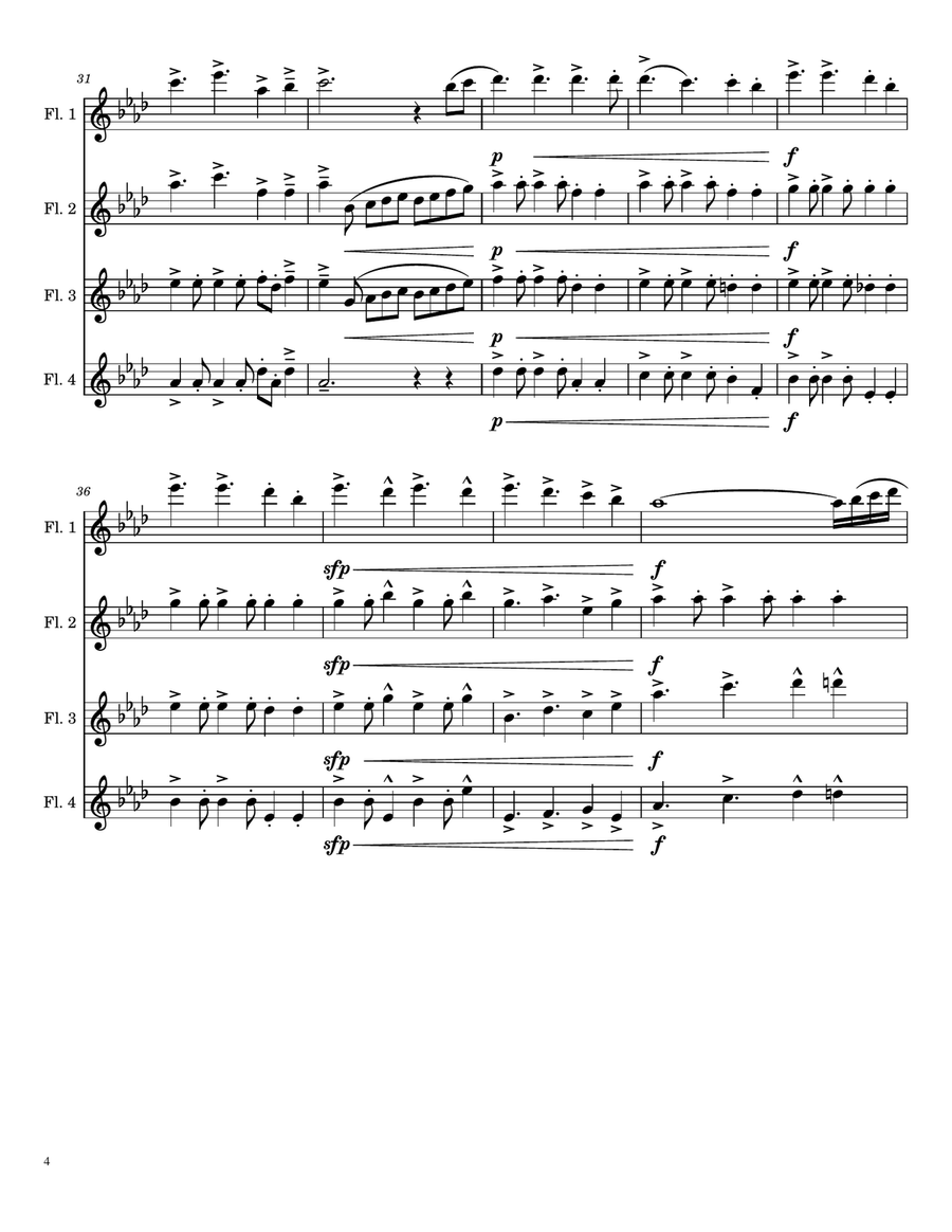Jingle Bells Flute Quartet scores gallery preview page 4