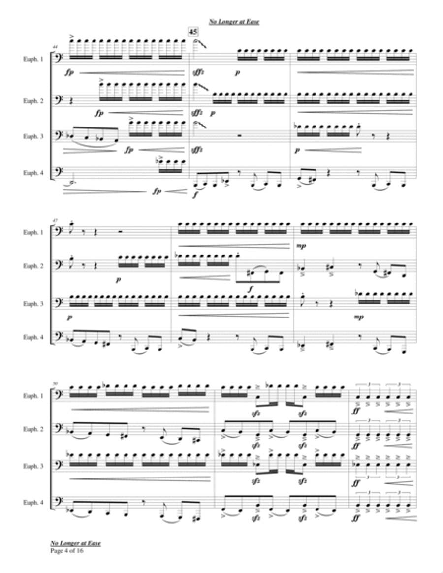 No Longer At Ease for Euphonium Quartet Brass Quartet scores gallery preview page 6