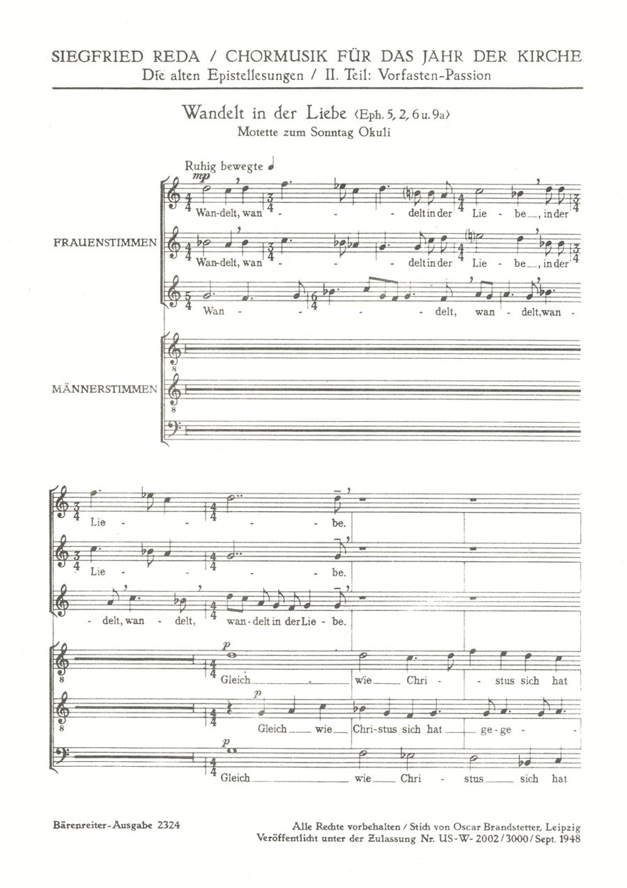 Wandelt in der Liebe Mixed Choir scores gallery preview page 1