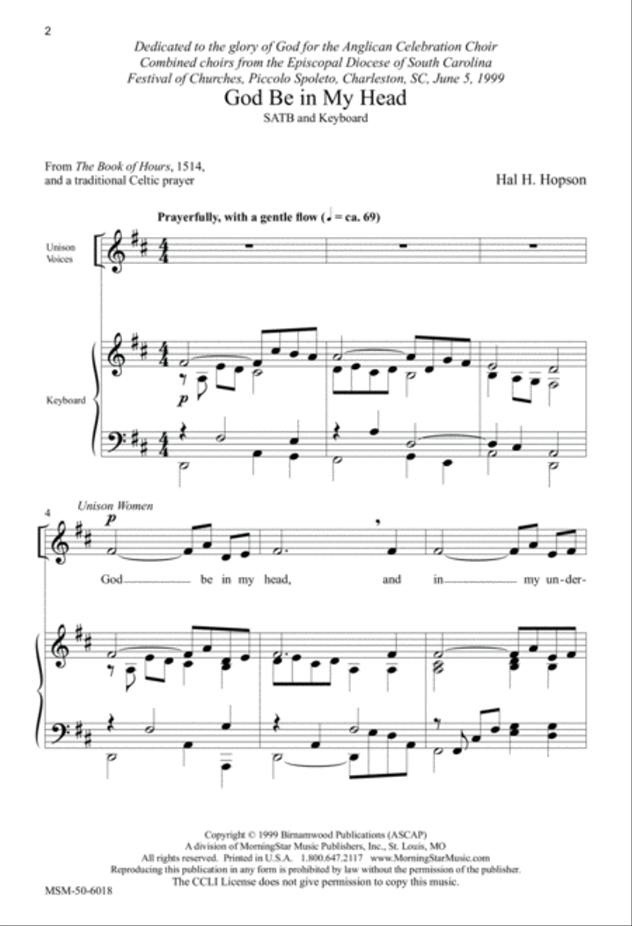 God Be in My Head 4-Part scores gallery preview page 2
