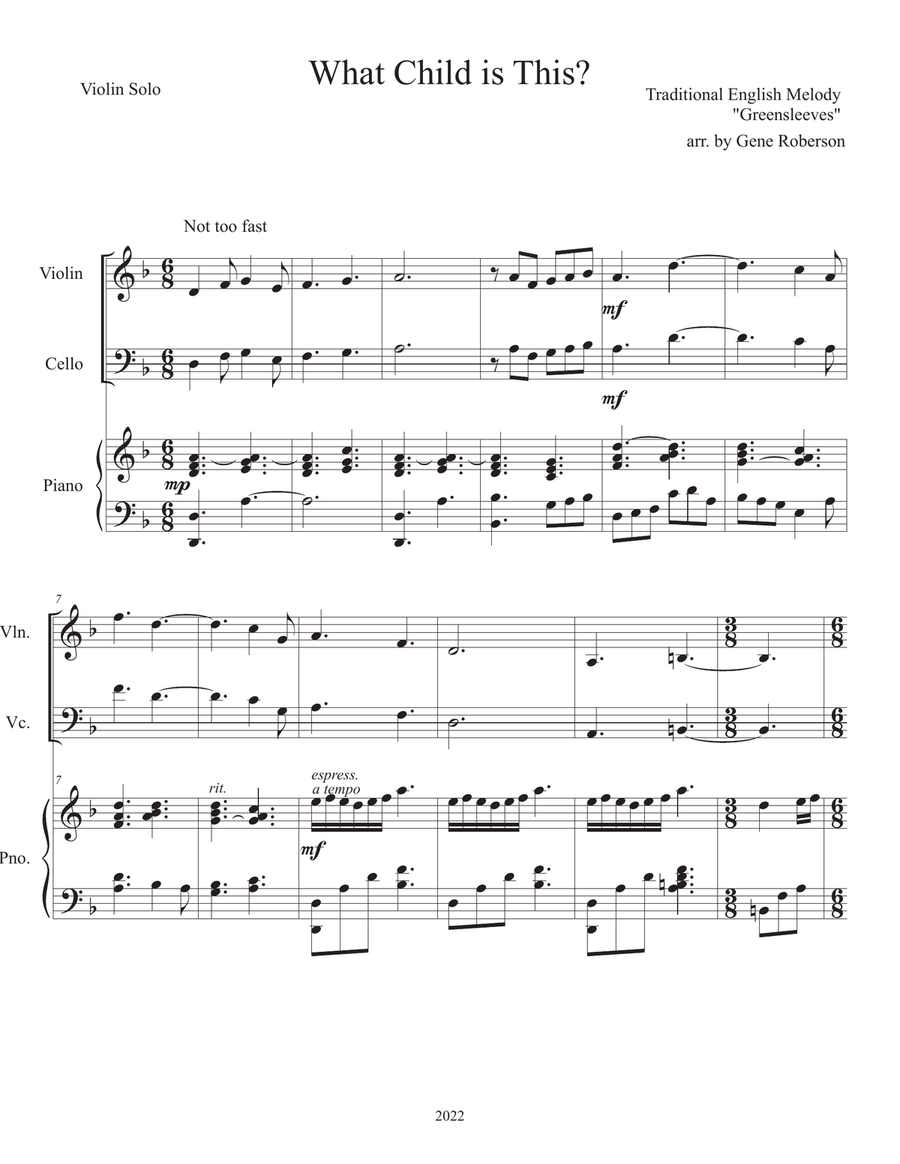 What Child is This? Violin and Cello Solos Violin Solo scores gallery preview page 2