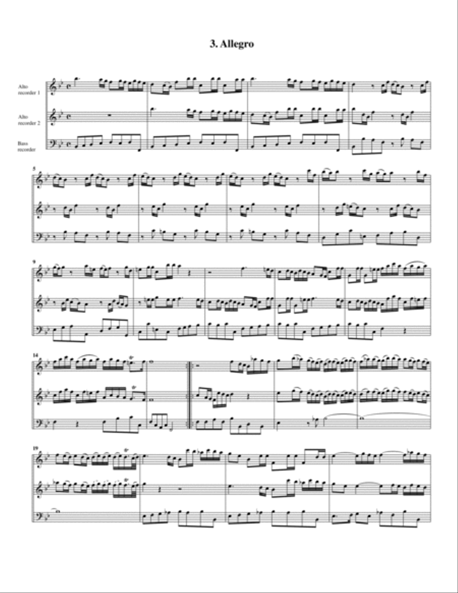 Trio sonata, HWV 384 (arrangement for 3 recorders(AAB)) Recorder scores gallery preview page 5