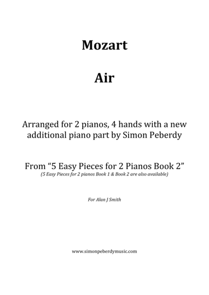 Air from a string quartet by Mozart for 2 pianos (additional piano part by Simon Peberdy) image number null