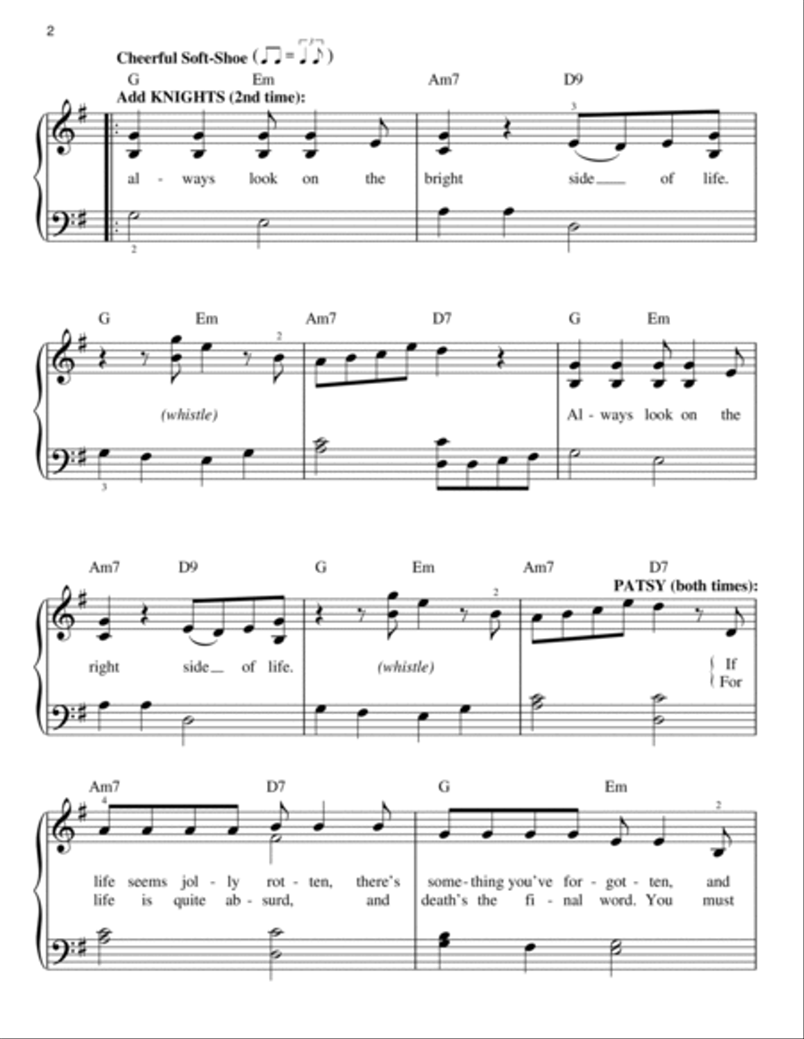 Always Look On The Bright Side Of Life (from Monty Python's Spamalot) Easy Piano scores gallery preview page 2