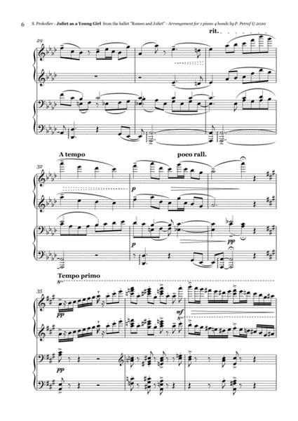 Prokofiev - "Juliet as a Young Girl" from the ballet "Romeo and Juliet" - 1 piano 4 hands - score and parts image number null