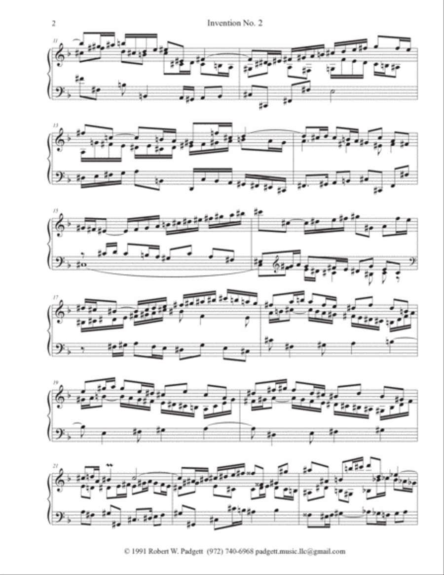 Invention No. 2 in D minor for three voices Piano Solo scores gallery preview page 2
