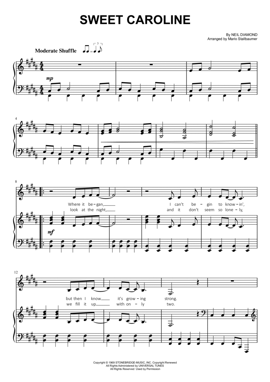Sweet Caroline Voice scores gallery preview page 1