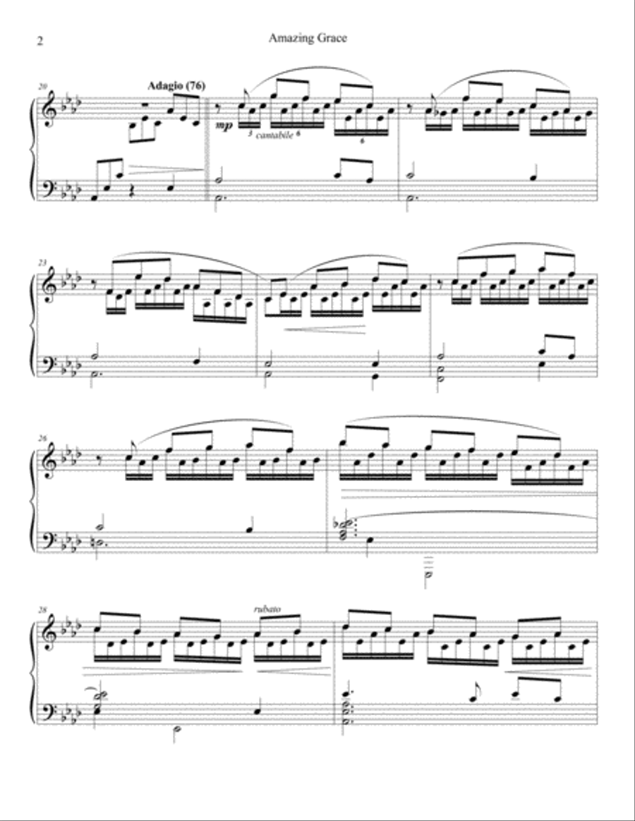 Amazing Grace Piano Solo scores gallery preview page 2