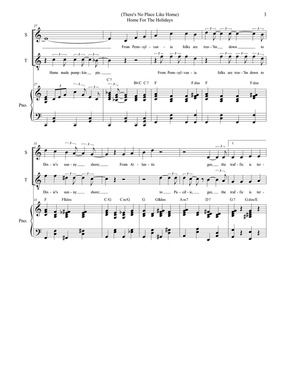 (There's No Place Like) Home For The Holidays Tenor Voice scores gallery preview page 3