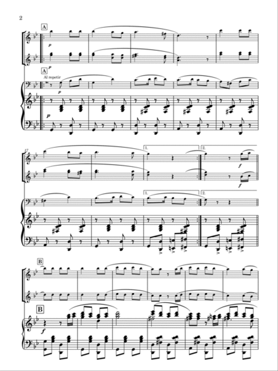 Pero mira cómo beben (los peces en el río) flauta, oboe y piano (villancico) Woodwind Duet scores gallery preview page 2