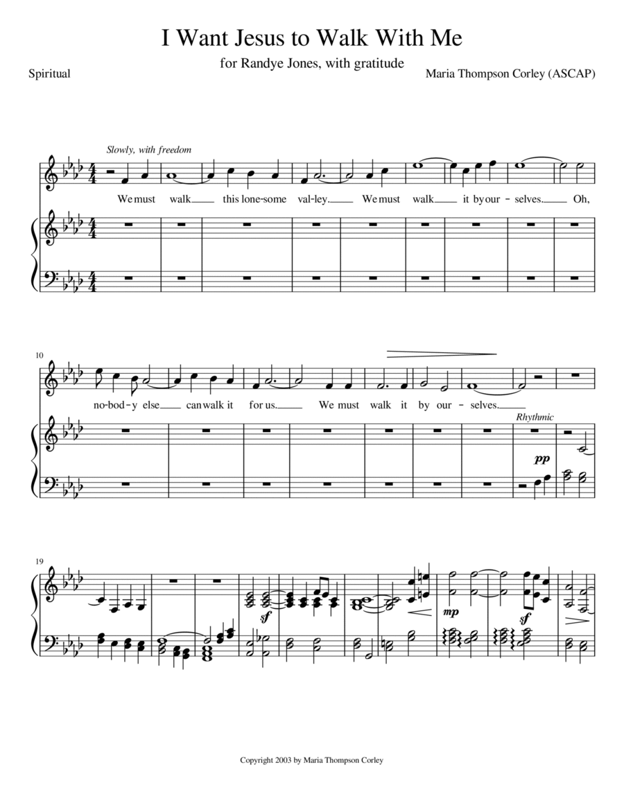 I Want Jesus to Walk with Me (high key) Vocal Duet scores gallery preview page 1