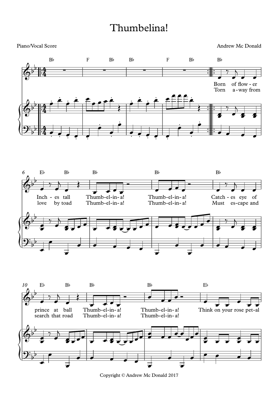 Thumbelina! Thumbelina! Piano, Vocal scores gallery preview page 2