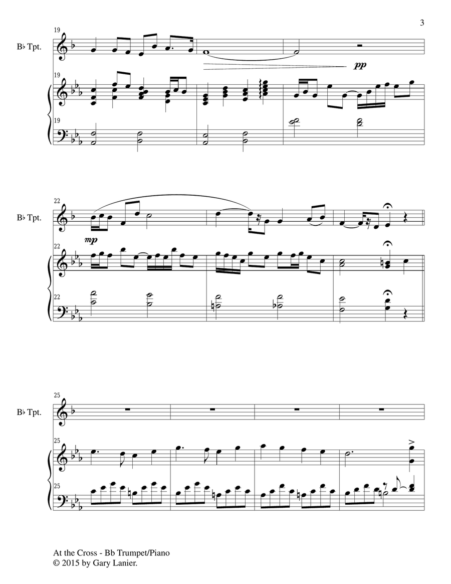 AT THE CROSS (Duet – Bb Trumpet and Piano/Score and Parts) Trumpet Duet scores gallery preview page 4