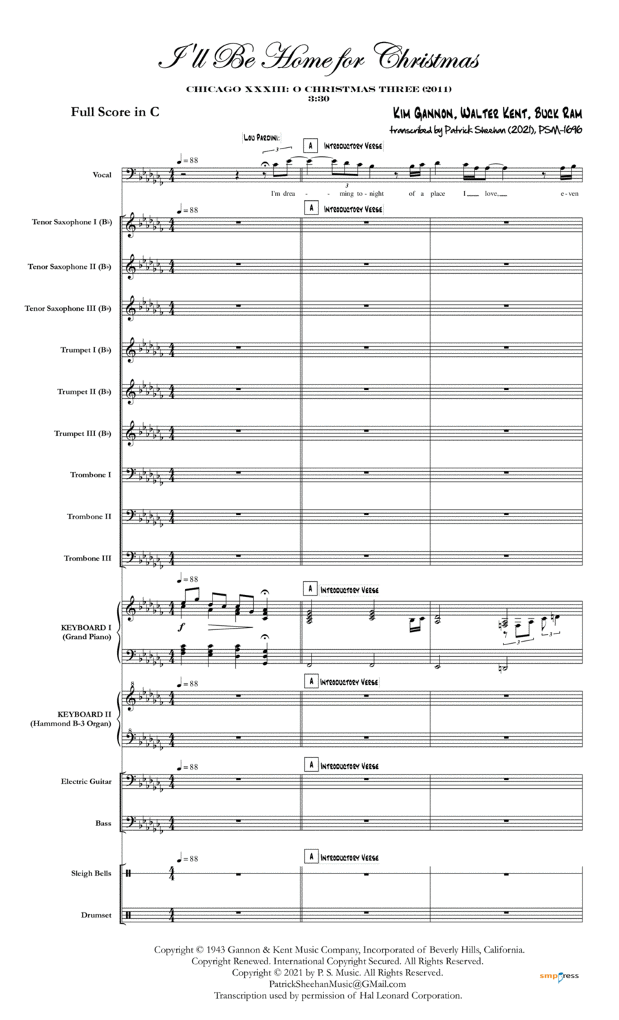 I'll Be Home For Christmas Small Ensemble scores gallery preview page 1