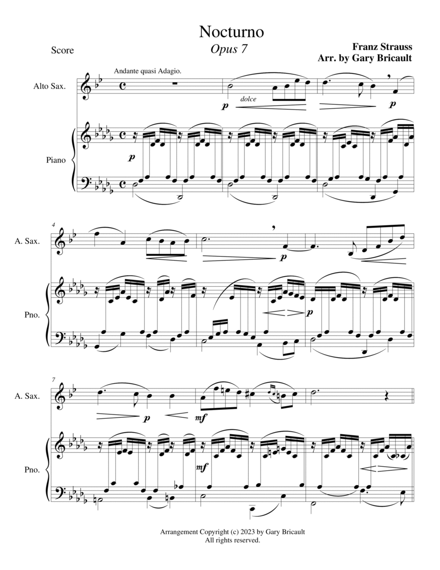 Nocturno - Opus 7 Alto Saxophone scores gallery preview page 1