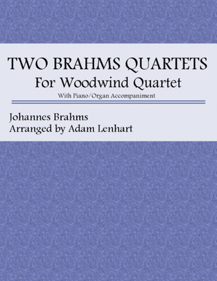 Book cover for Two Brahms Quartets for Woodwind Quartet