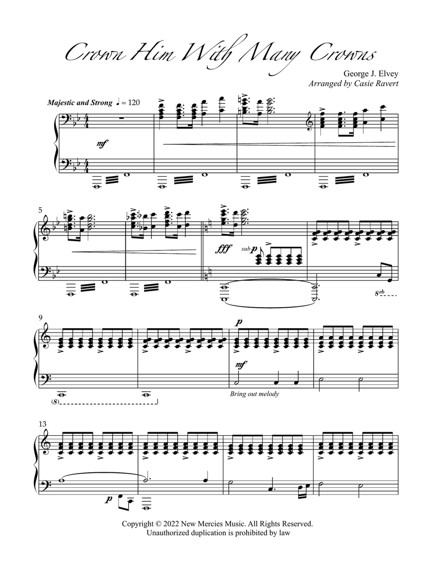 Crown Him With Many Crowns Piano Solo - Digital Sheet Music page 2