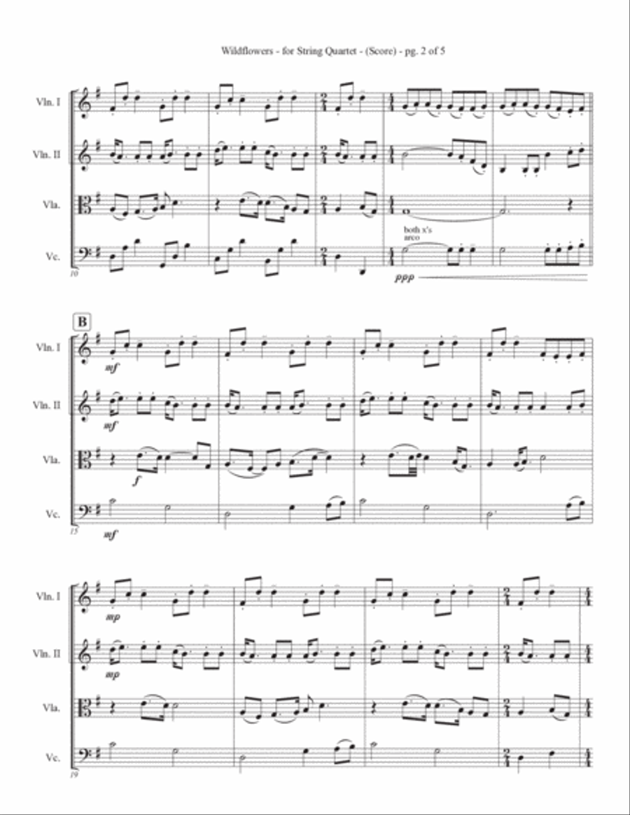 Wildflowers String Quartet scores gallery preview page 3