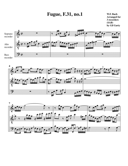 8 fugues, F. 31 (arrangements for 3 recorders (SAB))
