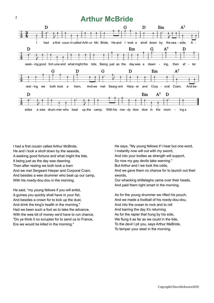 24 Favourite Songs of Ireland, for Tenor Banjo Tab CGDA Banjo scores gallery preview page 2