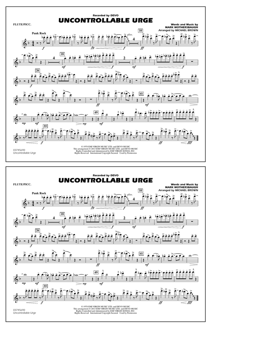 Uncontrollable Urge - Flute/Piccolo Marching Band scores gallery preview page 1