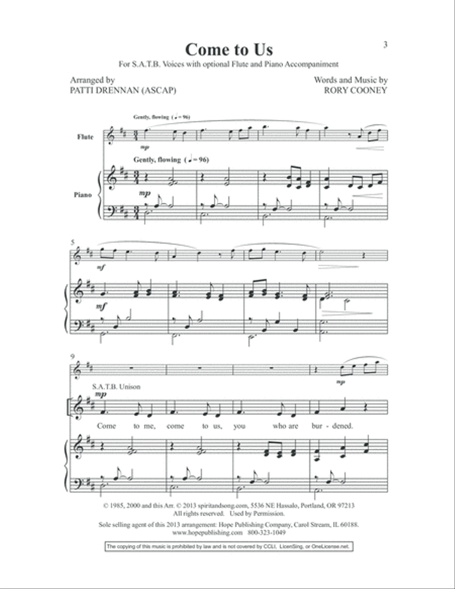 Come to Us Come to Us 4-Part scores gallery preview page 3